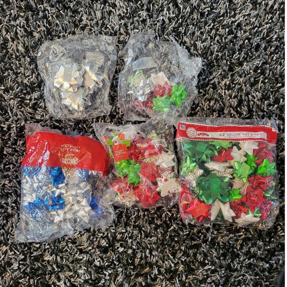 Large Bundle of Peel and Stick Holiday Bows - Various Colors & Sizes